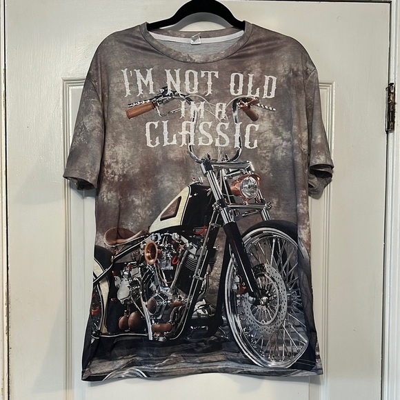 Other - Graphic Motorcycle Print T-Shirt - Brown
